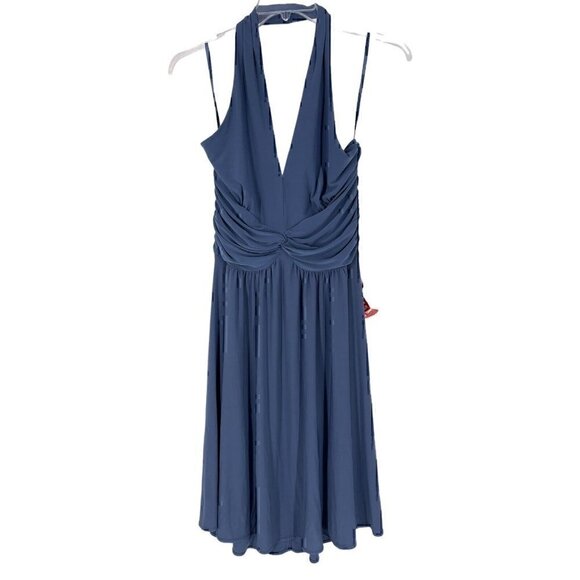 Scarlett Halter Sleeveless Knee Length Dress Polyester Blend Size 18 Blue - Picture 1 of 3